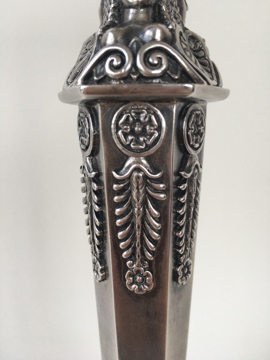 Bougeoir En Argent époque Empire Poinçon Coq-photo-3