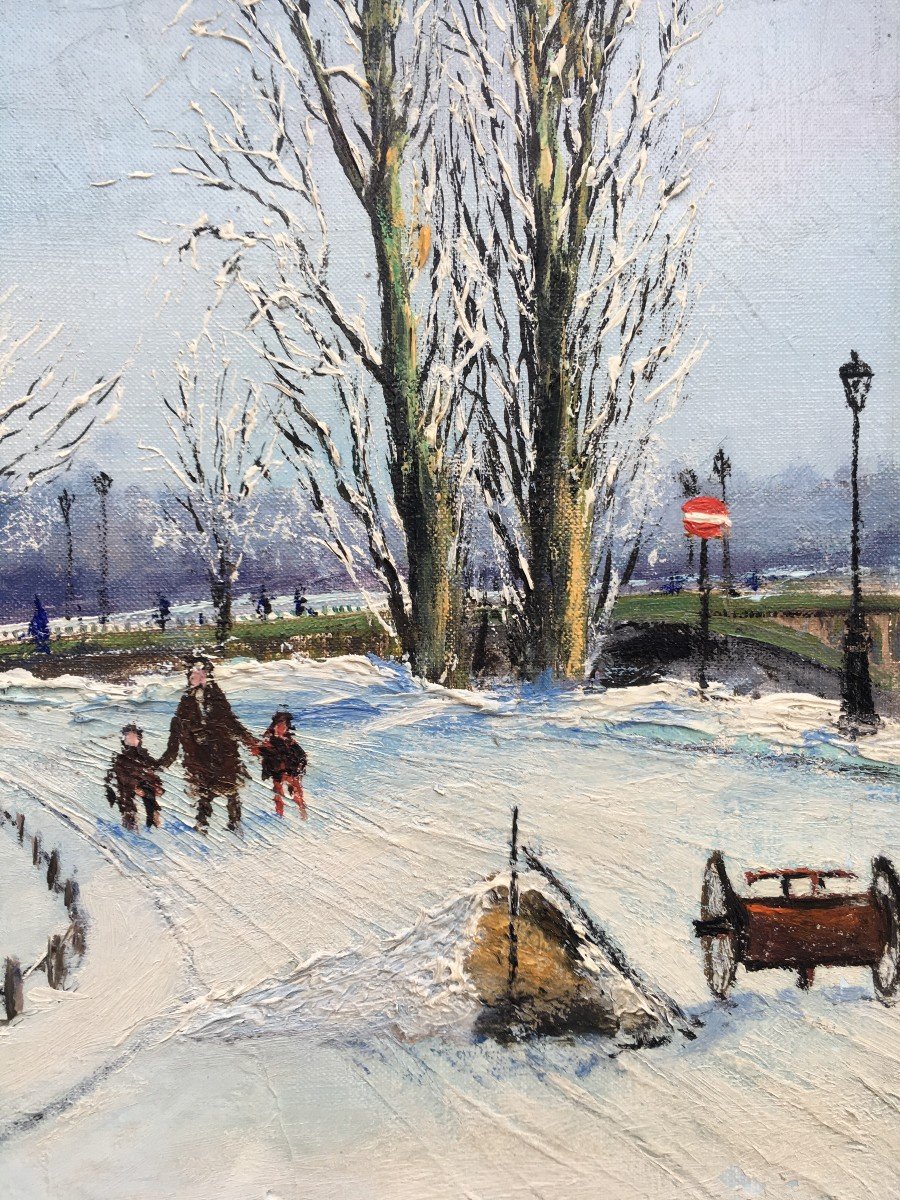 Tableau Peinture Paysage De Neige Par Lucien Ardenne 1914-1993-photo-4