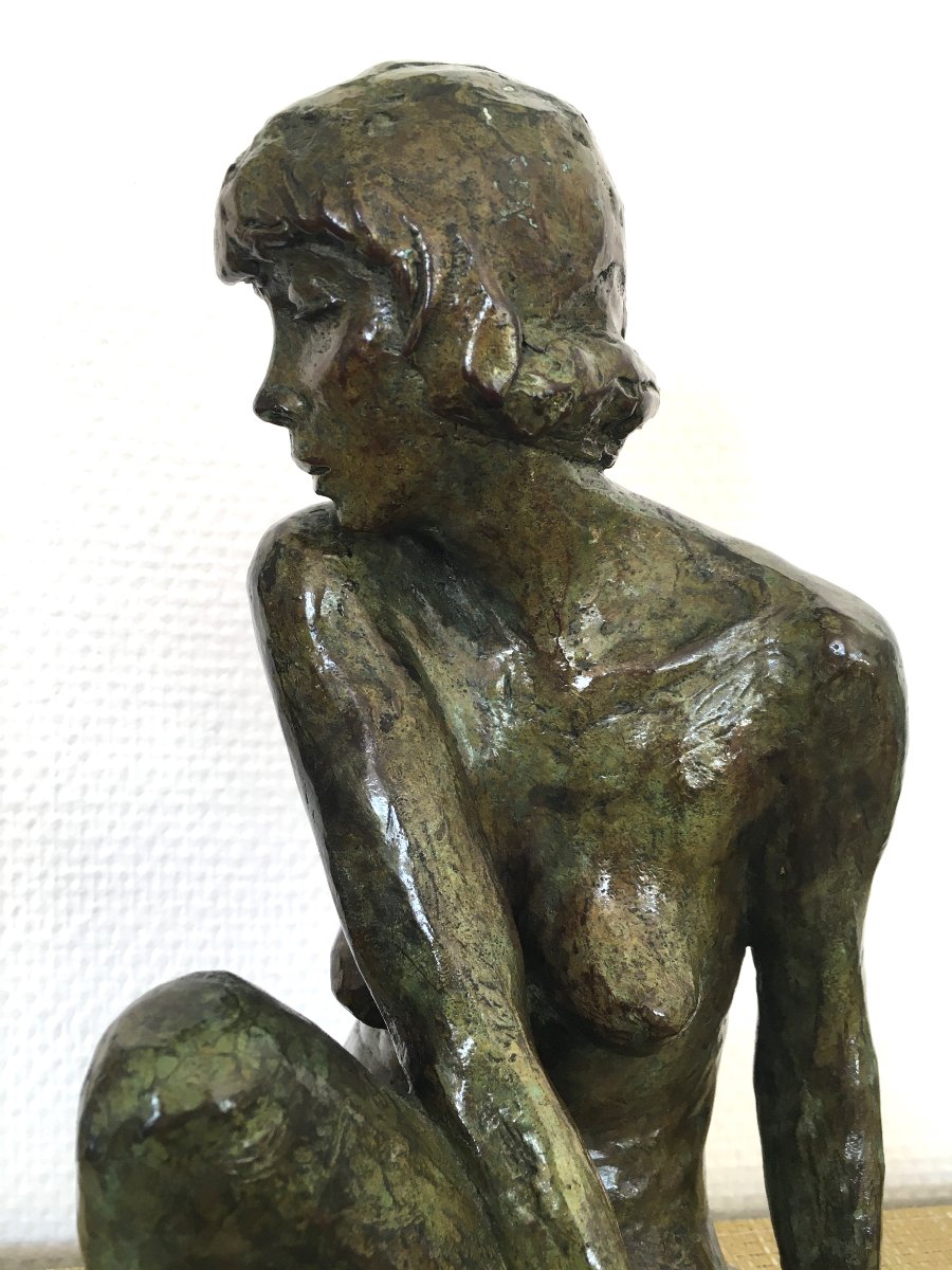 bronze femme par Marie Josephe BOURRON (1931-2012)-photo-3