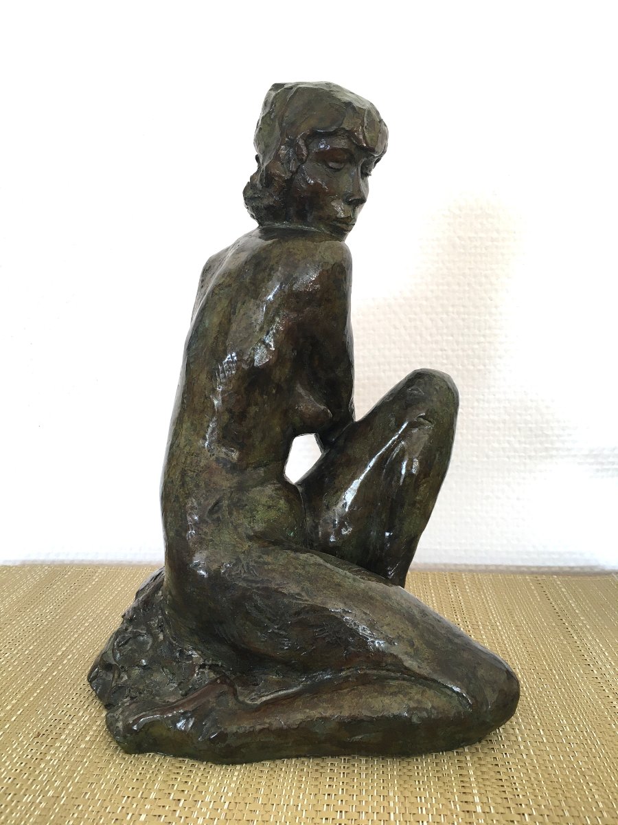 bronze femme par Marie Josephe BOURRON (1931-2012)-photo-1