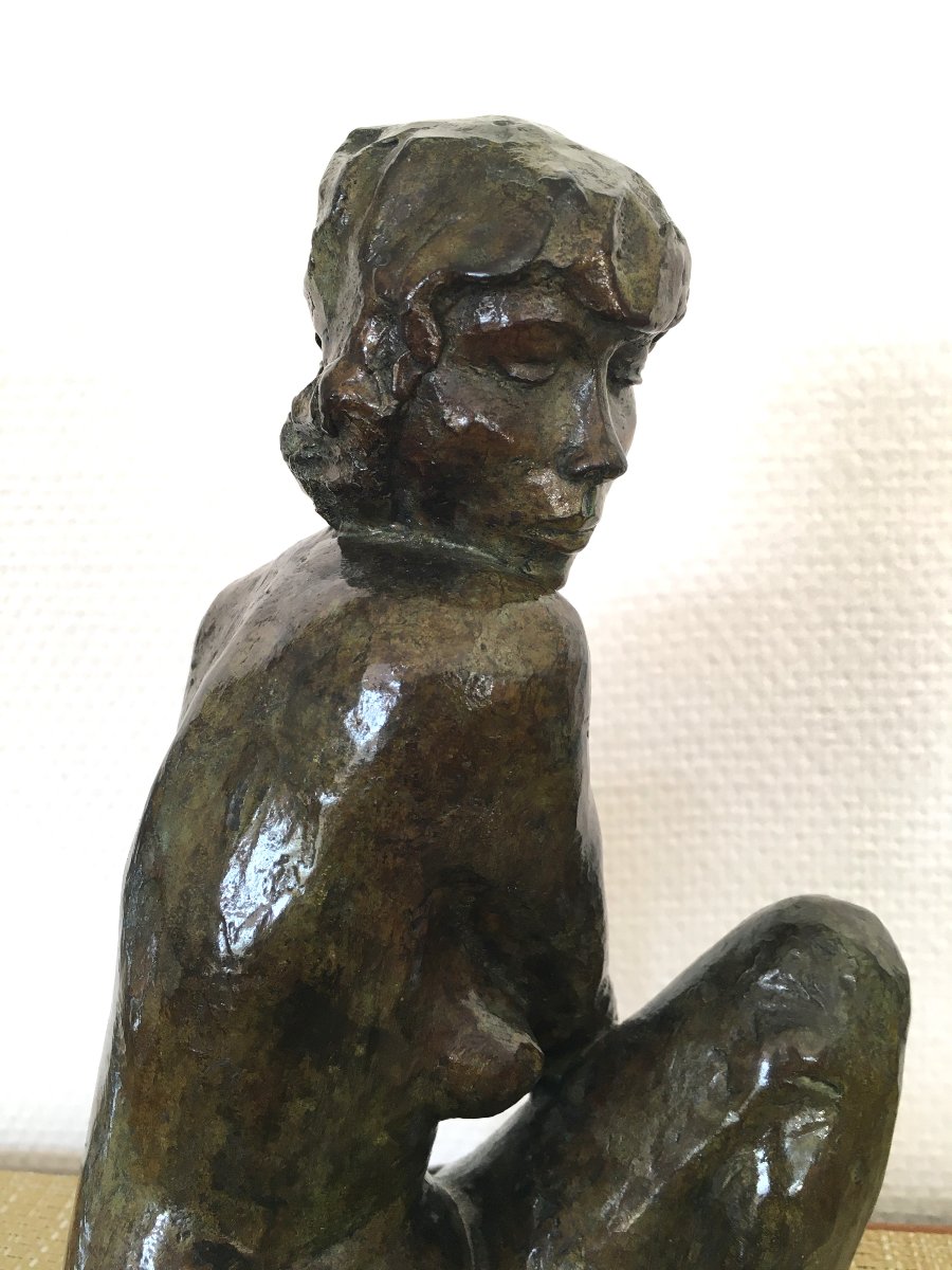 bronze femme par Marie Josephe BOURRON (1931-2012)-photo-2