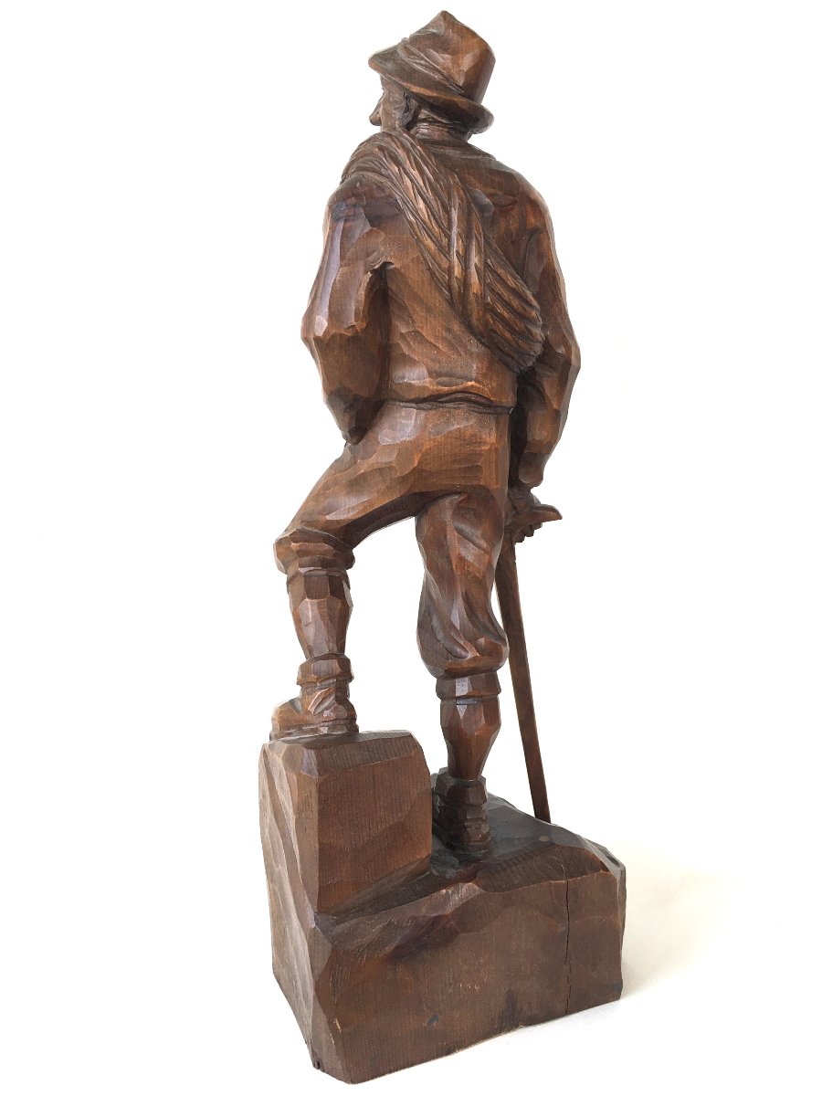 Carved Wooden Statue Of A Mountaineer In Chamonix-photo-3
