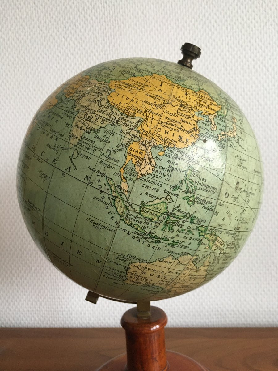 Ancienne mappemonde globe terrestre G. THOMAS éditeur vers 1900-photo-1