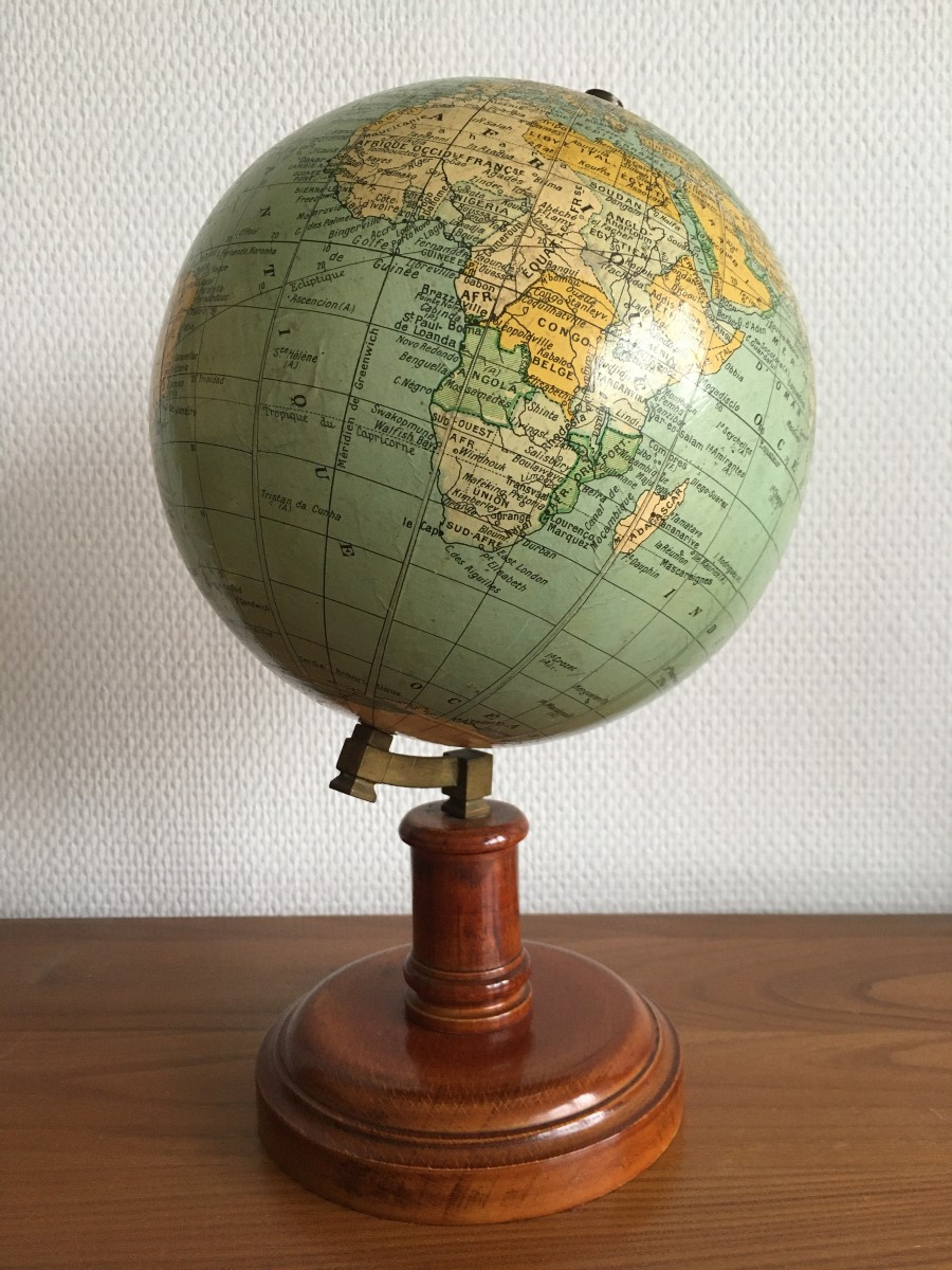 Ancienne mappemonde globe terrestre G. THOMAS éditeur vers 1900
