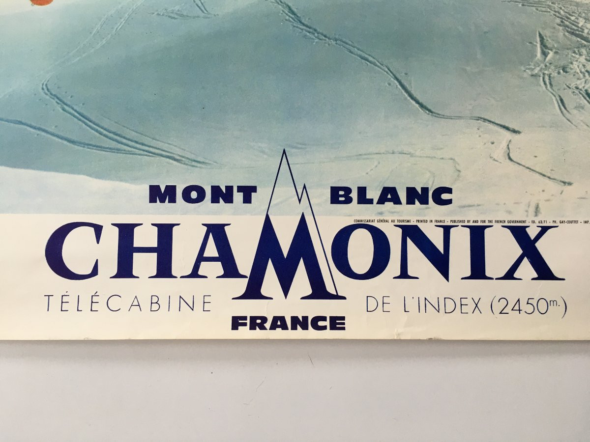 Ancienne affiche originale CHAMONIX télécabine de l' Index-photo-3