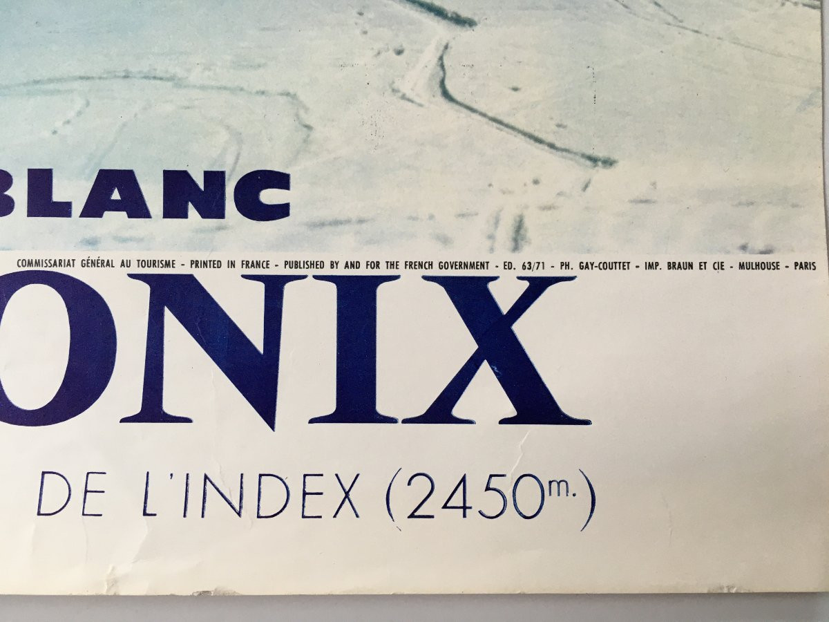 Ancienne affiche originale CHAMONIX télécabine de l' Index-photo-4