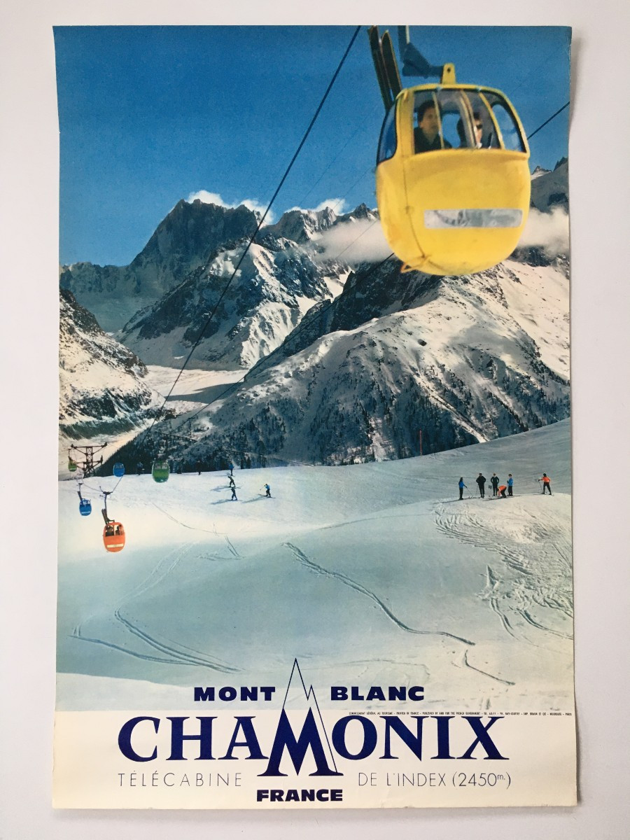 Ancienne affiche originale CHAMONIX télécabine de l' Index