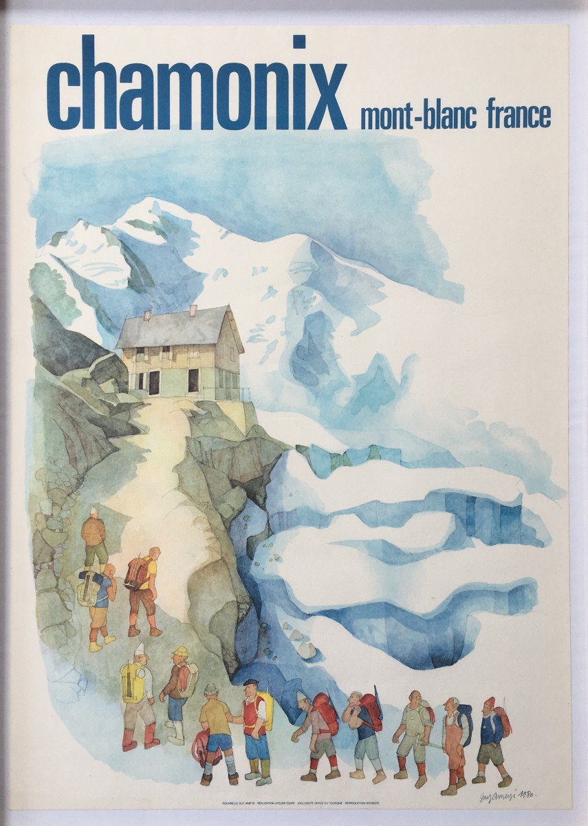 Ancienne affiche originale CHAMONIX par Guy Ameyë 1980