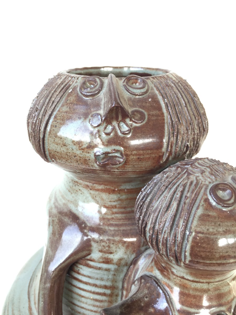 Ceramic Sculpture Maternity Jacques Pouchain In Dieulefit-photo-2