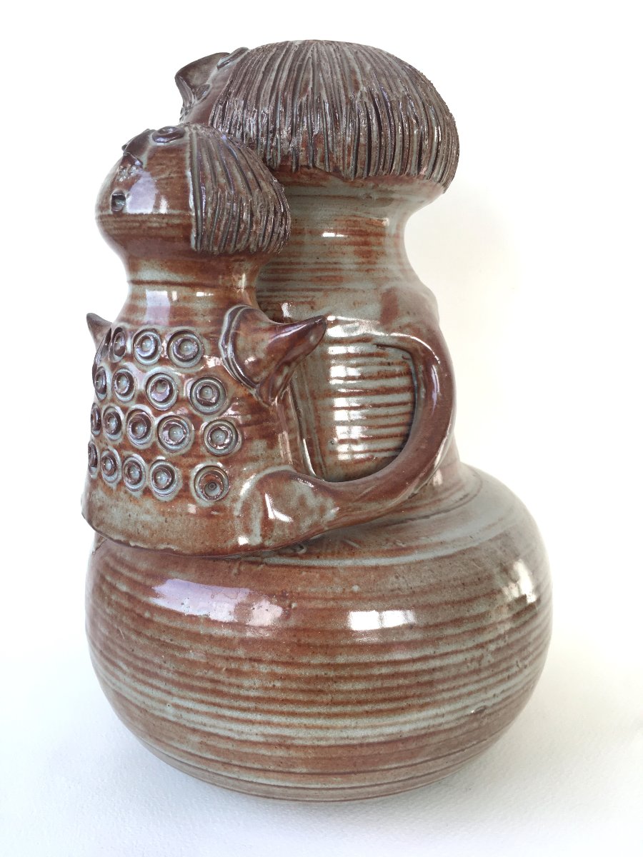 Ceramic Sculpture Maternity Jacques Pouchain In Dieulefit-photo-4
