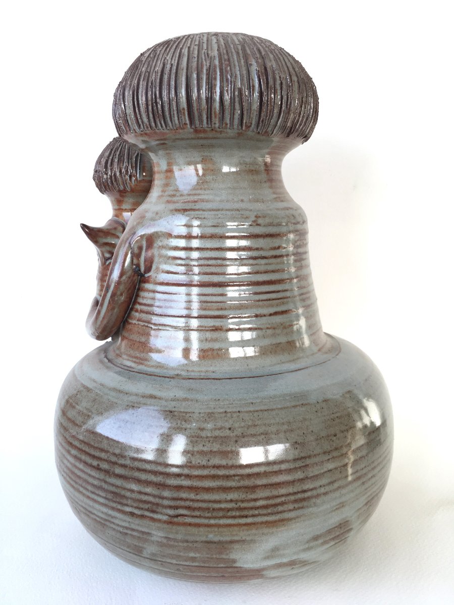 Ceramic Sculpture Maternity Jacques Pouchain In Dieulefit-photo-1