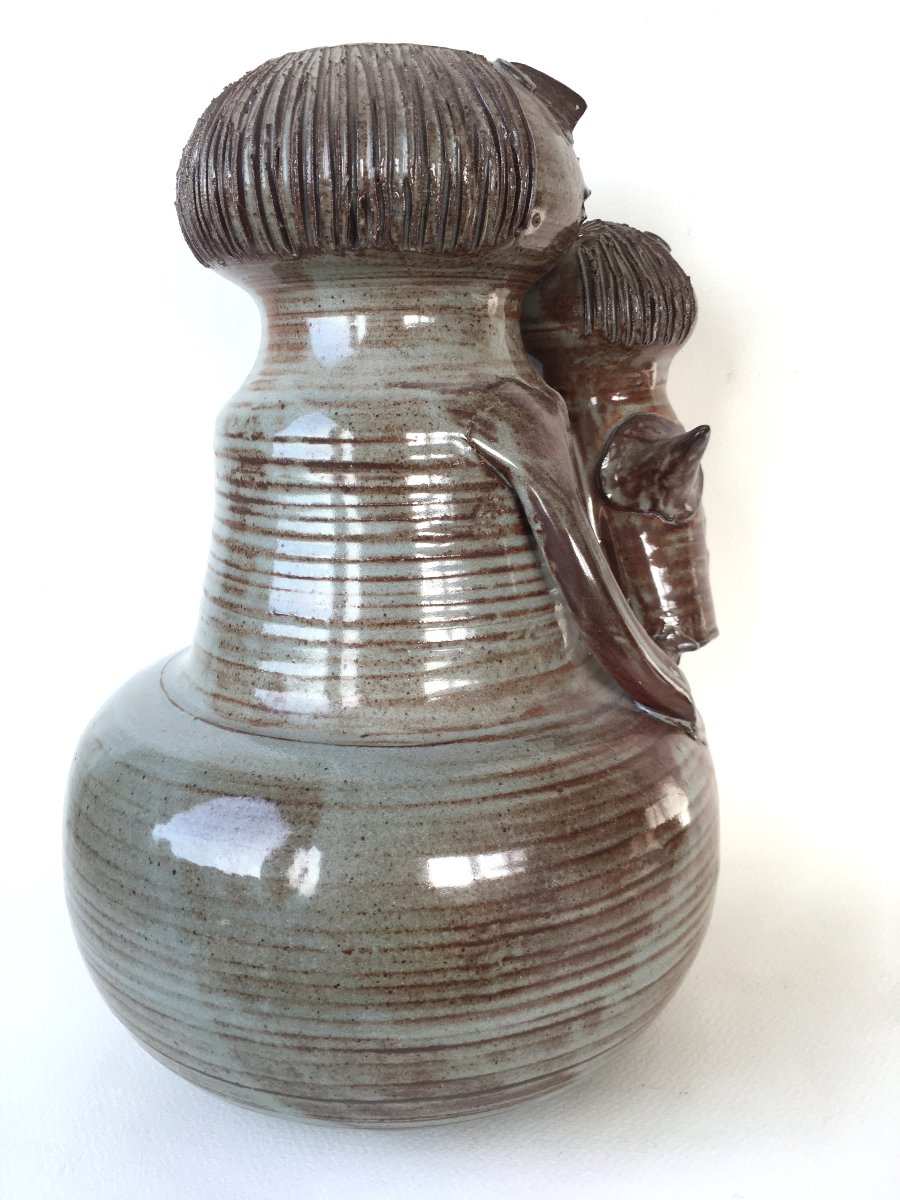 Ceramic Sculpture Maternity Jacques Pouchain In Dieulefit-photo-2