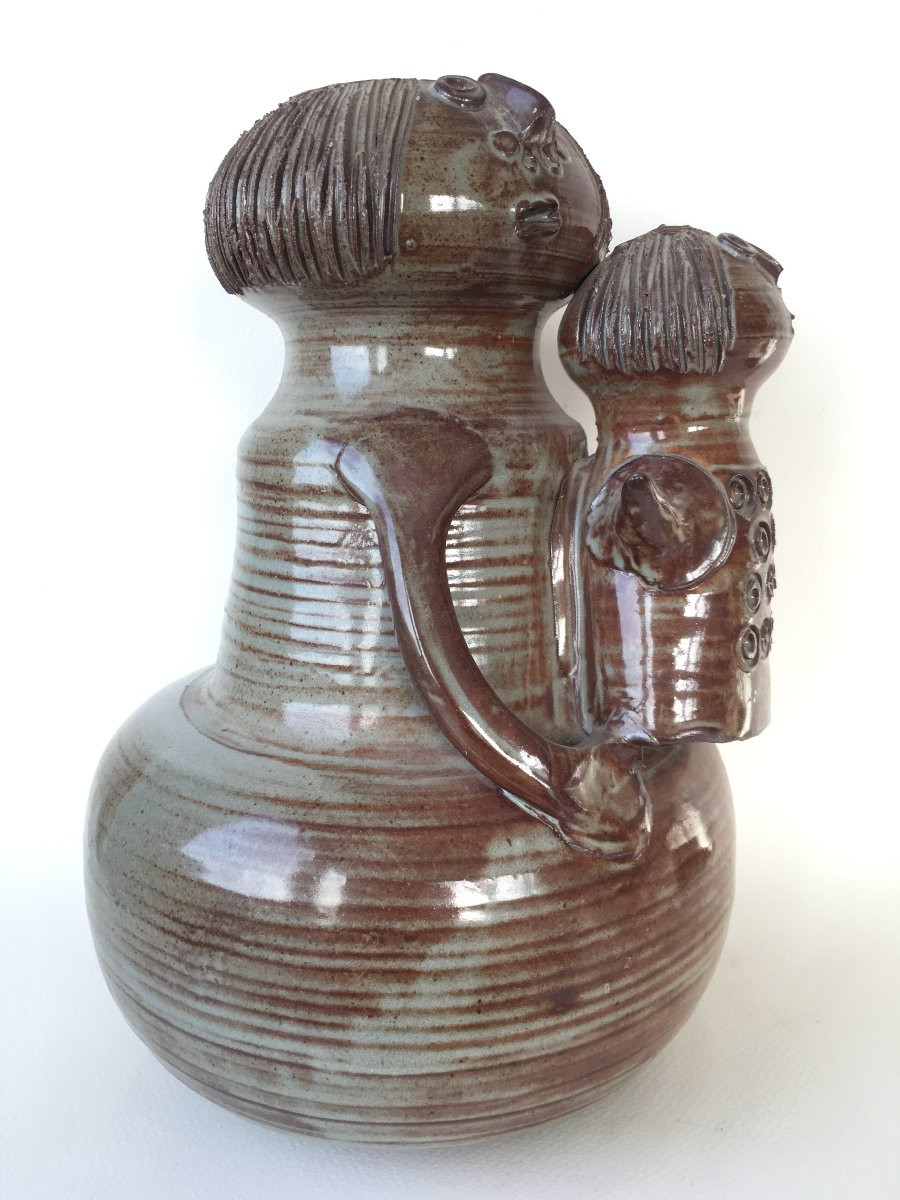 Ceramic Sculpture Maternity Jacques Pouchain In Dieulefit-photo-3