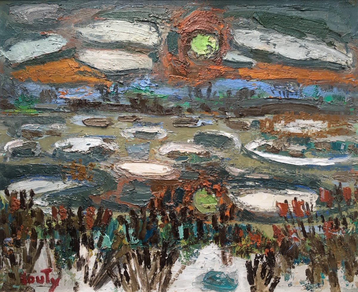 Landscape Painting "dombes In Winter" By Jean Couty, Painter From Lyon-photo-3