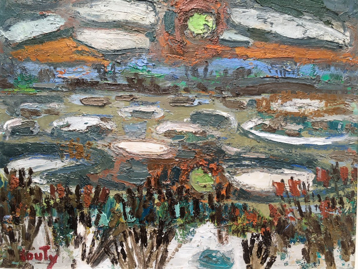 Landscape Painting "dombes In Winter" By Jean Couty, Painter From Lyon-photo-4