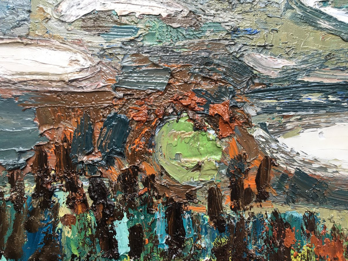 Landscape Painting "dombes In Winter" By Jean Couty, Painter From Lyon-photo-2