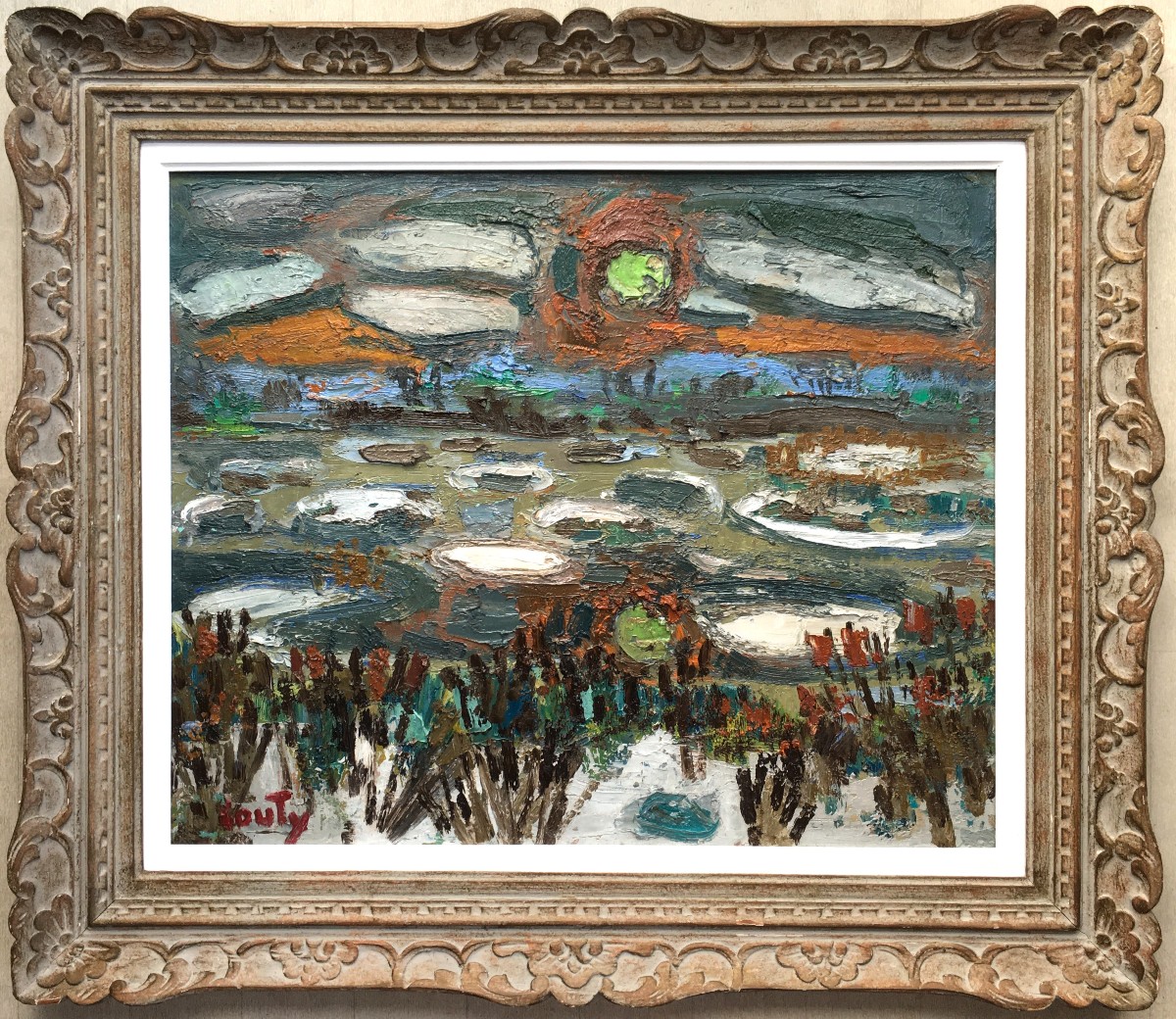 Landscape Painting "dombes In Winter" By Jean Couty, Painter From Lyon