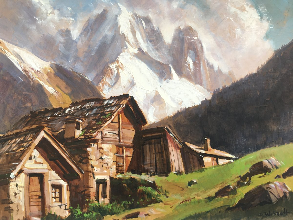 Mountain Painting By Marcel Wibault Chamonix-photo-3