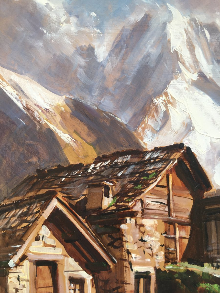 Mountain Painting By Marcel Wibault Chamonix-photo-4