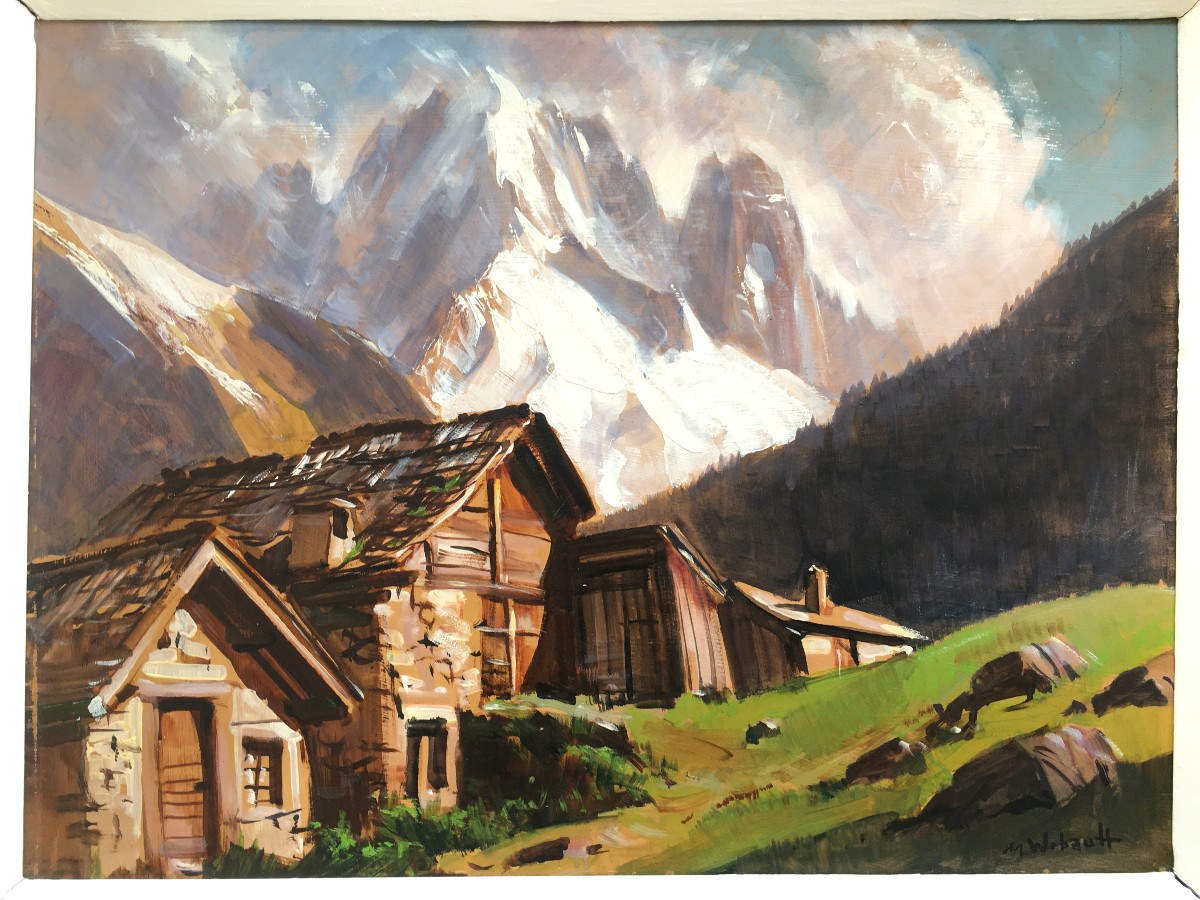Mountain Painting By Marcel Wibault Chamonix