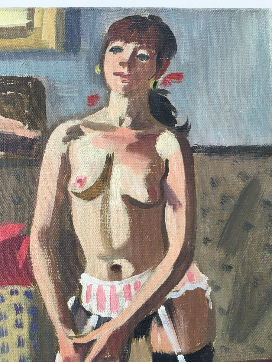 Tableau peinture nu Féminin Robert Lepeltier peintre de Paris 1913-1996 -photo-2