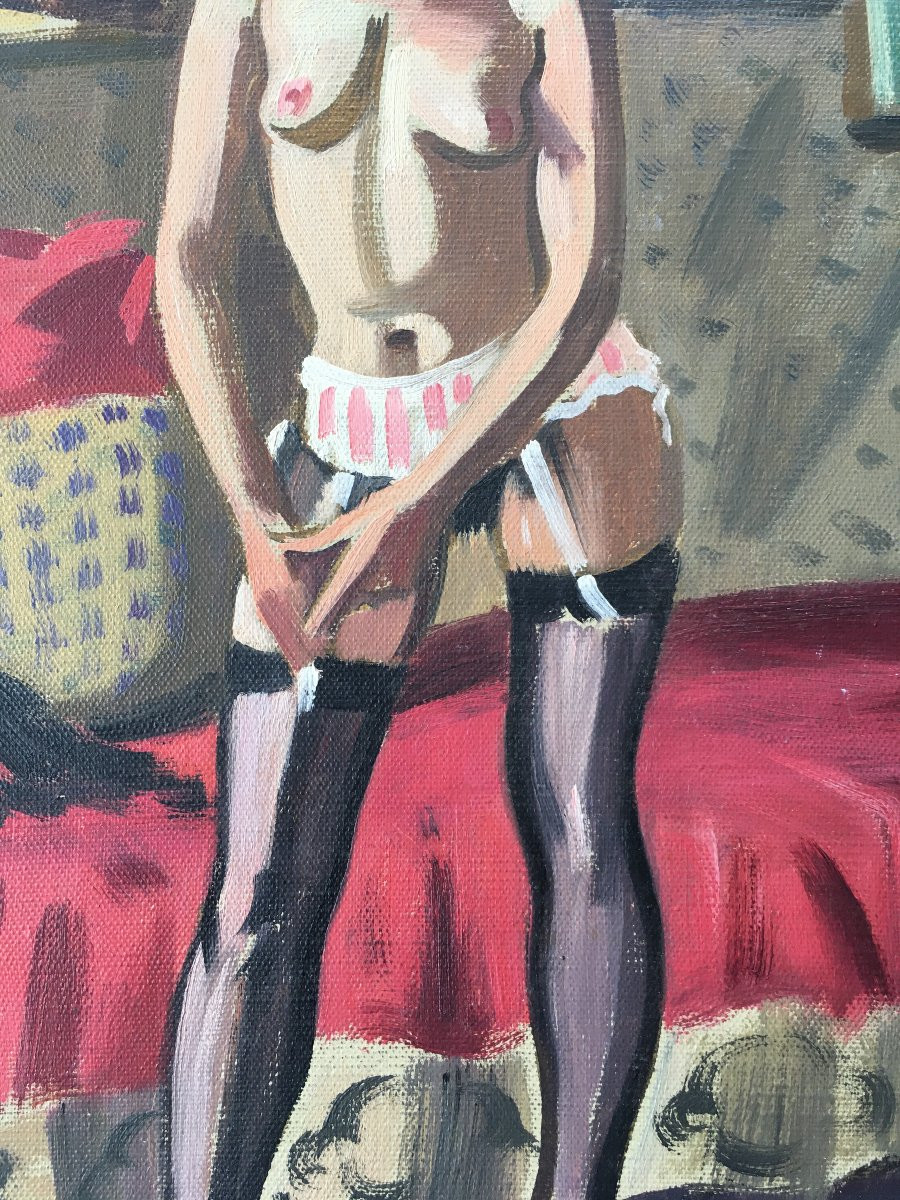 Tableau peinture nu Féminin Robert Lepeltier peintre de Paris 1913-1996 -photo-3