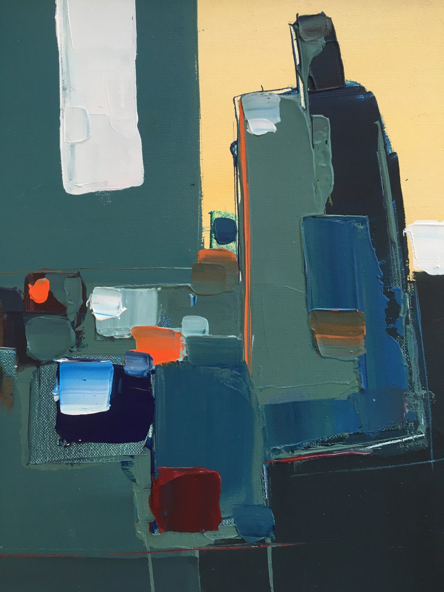 Abstract Painting By Lionel Chevalier (saint Malo), Pseudonym Zanova-photo-3