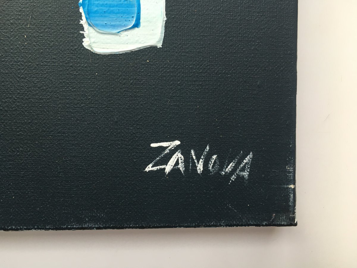 Abstract Painting By Lionel Chevalier (saint Malo), Pseudonym Zanova-photo-4