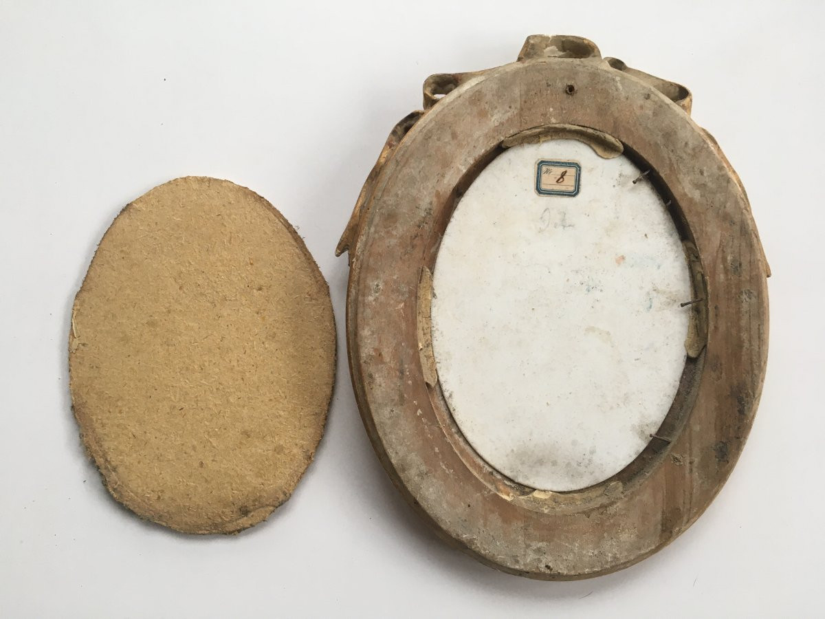 Portrait Of A Woman, Porcelain Painting In A Gold Frame-photo-4