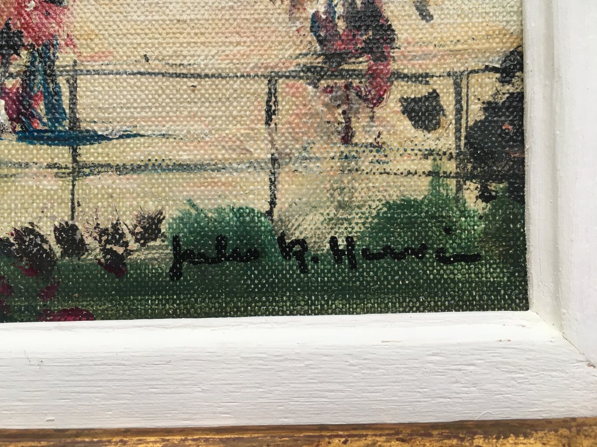 tableau peinture Jules René Hervé - le Grand bassin des Tuileries Paris-photo-3