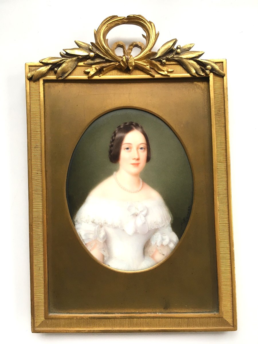 Portrait Of A Woman, Porcelain Painting By Clémence Turgan, Student Of Marie Victoire Jaquotot-photo-3