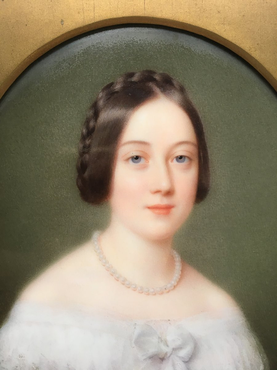 Portrait Of A Woman, Porcelain Painting By Clémence Turgan, Student Of Marie Victoire Jaquotot-photo-4