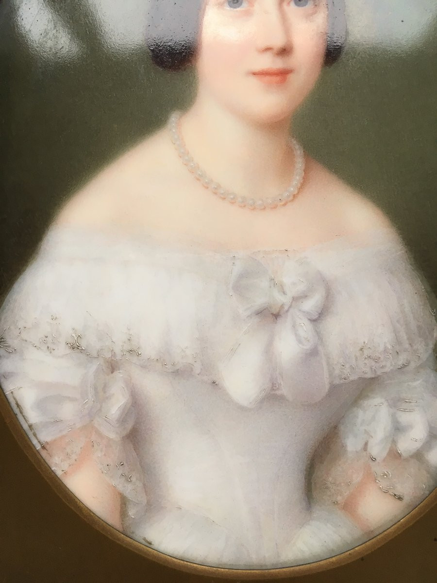 Portrait Of A Woman, Porcelain Painting By Clémence Turgan, Student Of Marie Victoire Jaquotot-photo-2