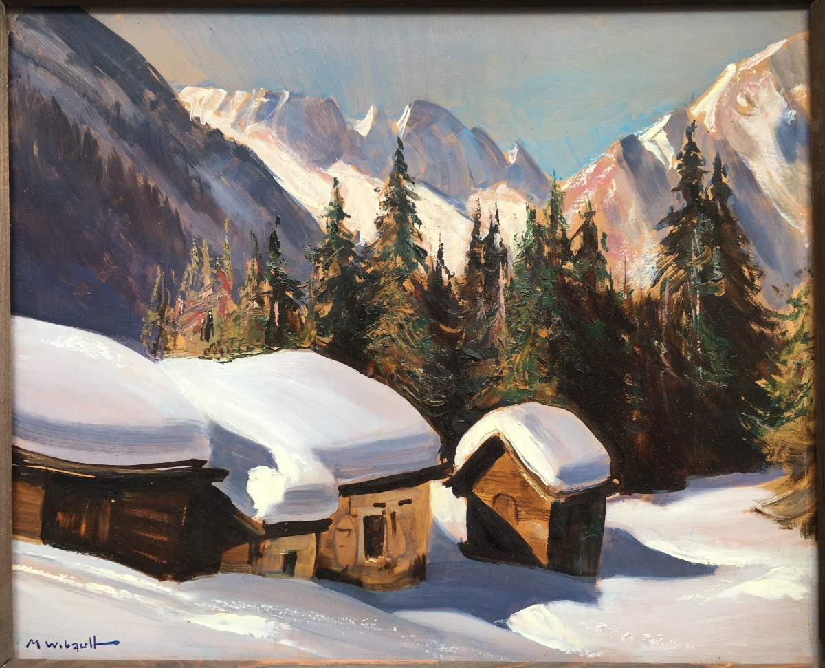 Mountain Painting By Marcel Wibault, Chamonix-argentière