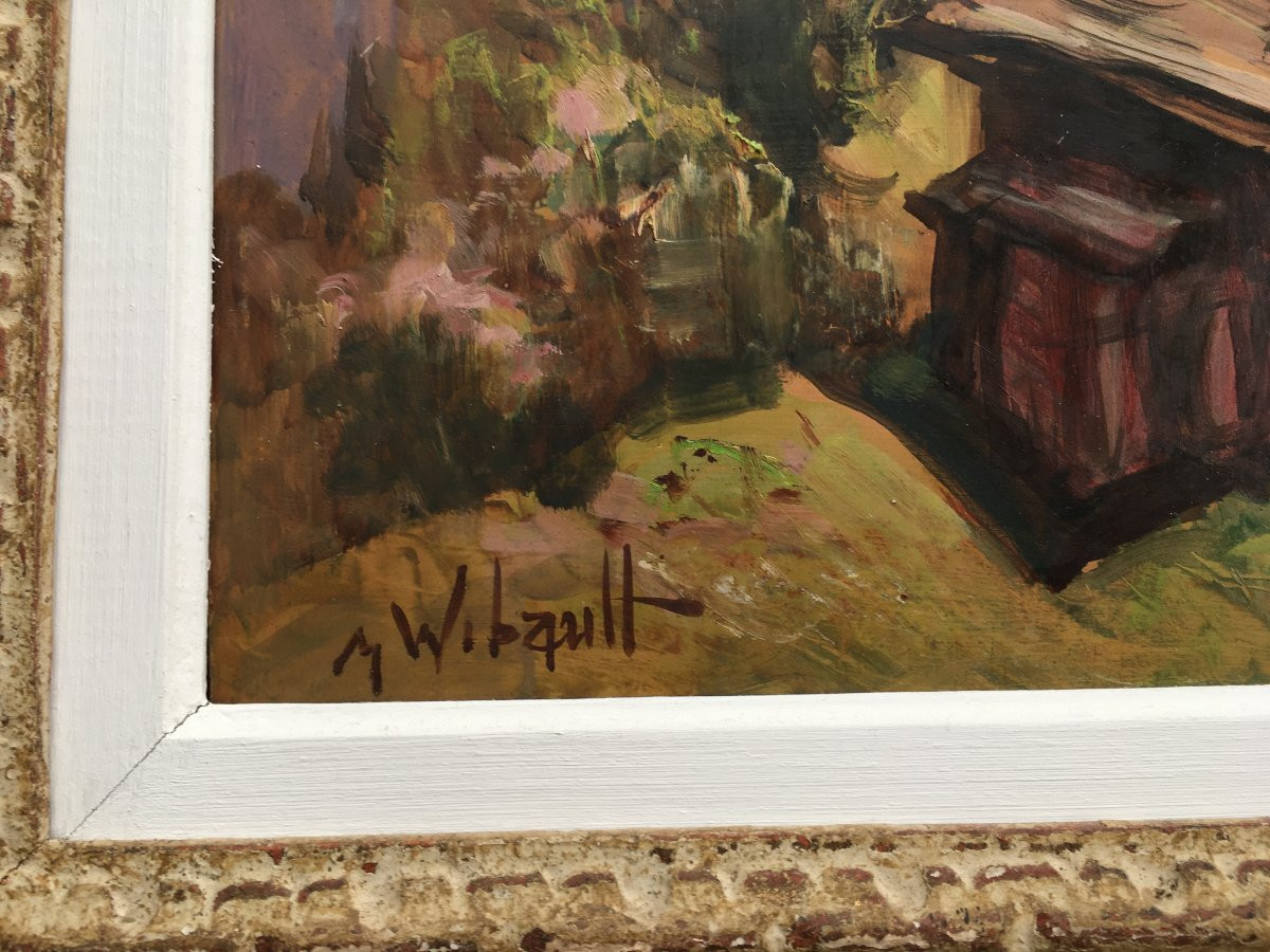 grand tableau Marcel Wibault peintre de Montagne Les Aiguilles de Chamonix-photo-3