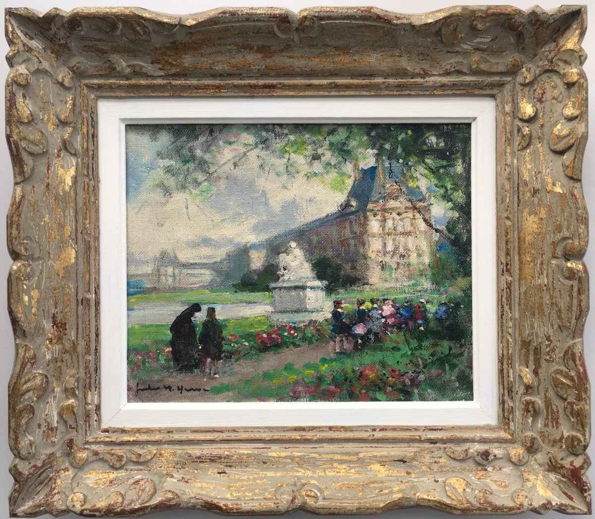 tableau peinture Jules René Hervé - Paris Le Louvre et les Tuileries-photo-2