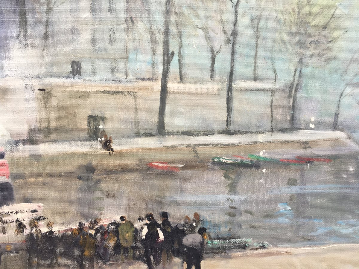 tableau peinture de Jules René Hervé - Paris la Seine et Notre Dame-photo-4