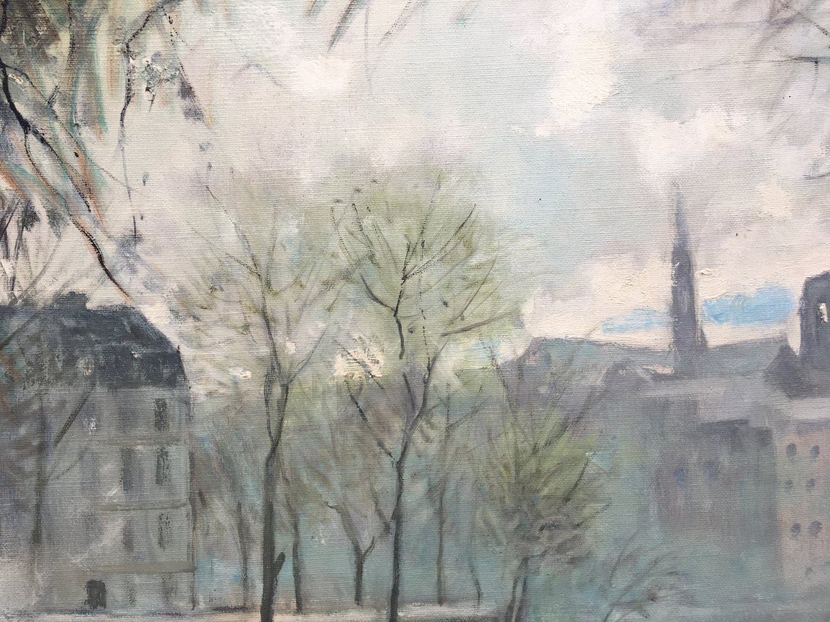 tableau peinture de Jules René Hervé - Paris la Seine et Notre Dame-photo-3