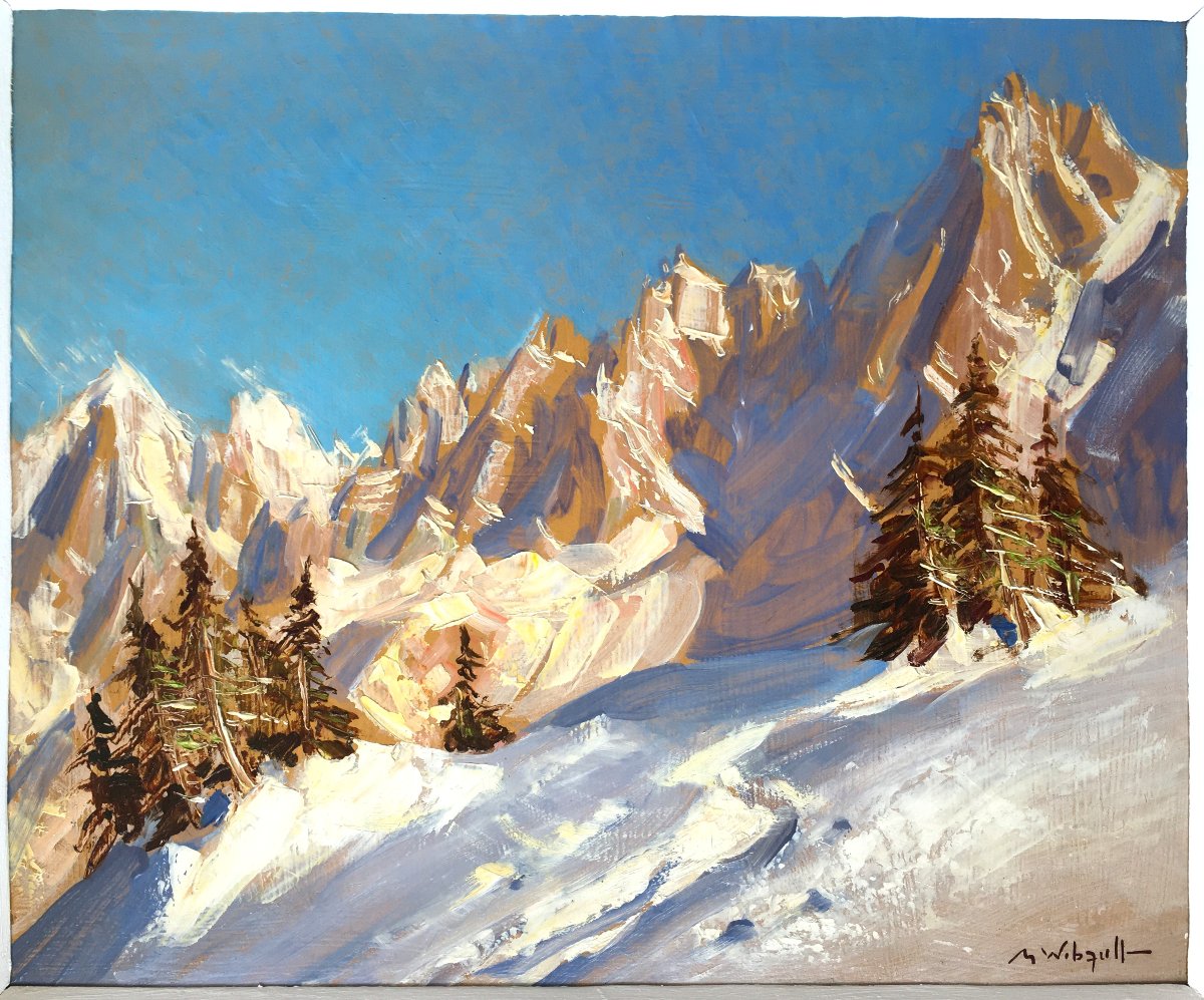 Mountain Painting By Marcel Wibault, Chamonix