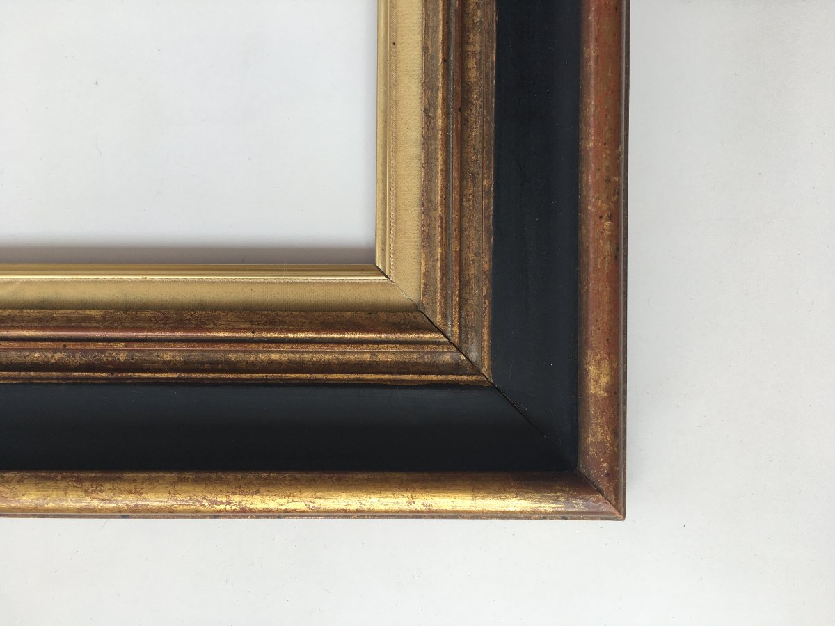 Black And Gold 5f Frame For A 35x27 Cm Painting-photo-3