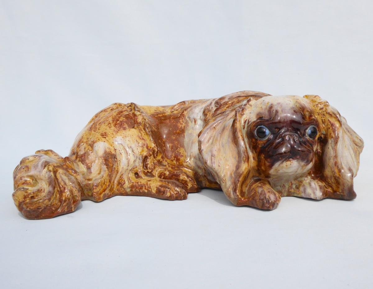 Chien en faïence de Bavent fabrication Filmont