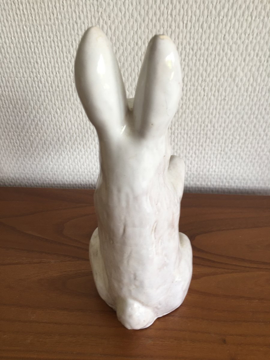 Standing Rabbit Figurine Made Of Bavent Earthenware, Manufactured By Tn (tuilerie Normande)-photo-1