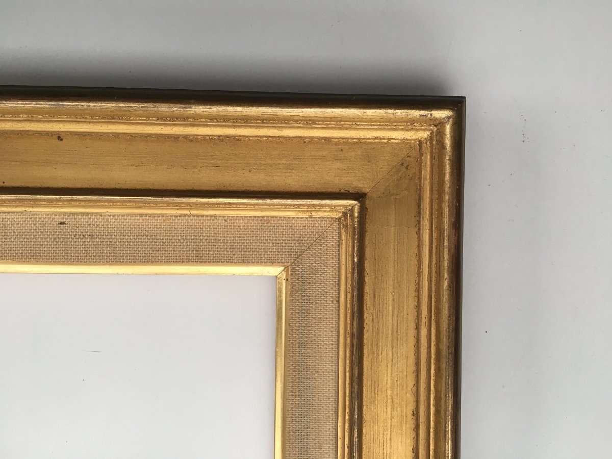 Paire de cadres dorés format 3F pour tableaux 27x22cm-photo-3