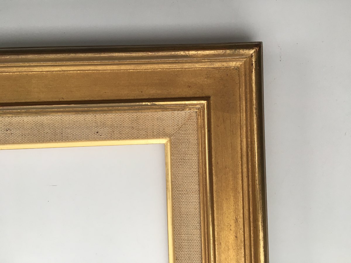 Paire de cadres dorés format 3F pour tableaux 27x22cm-photo-6