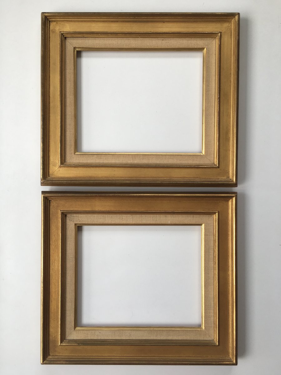 Paire de cadres dorés format 3F pour tableaux 27x22cm