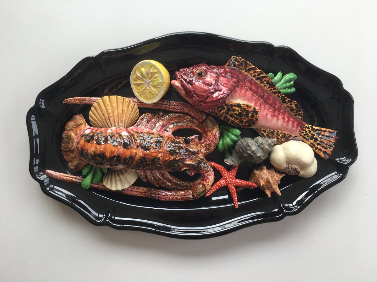 Plat homard en trompe l'œil décor bord de mer Lamarche à Marseille