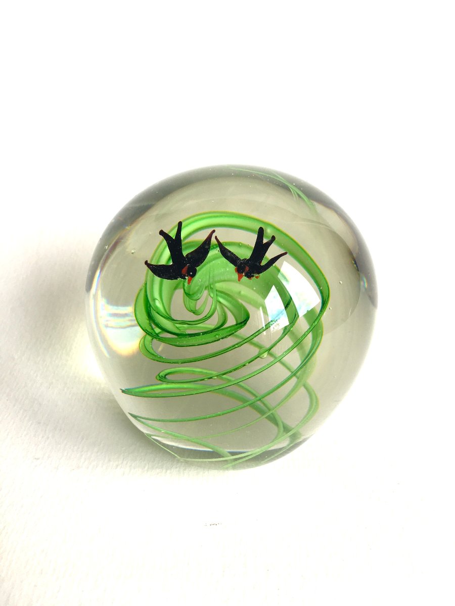 Collection de 9 sulfures presse papier en verre -photo-1