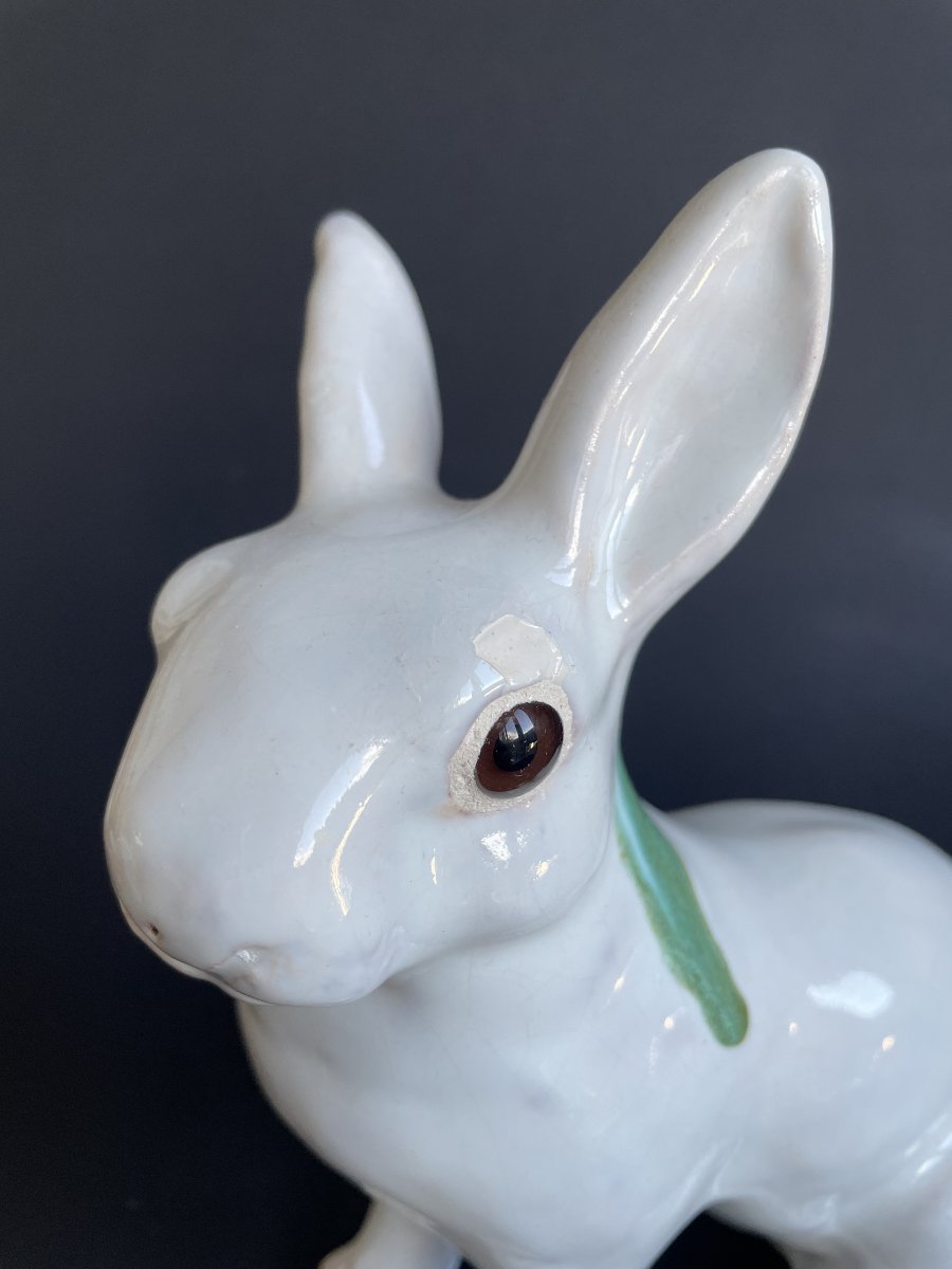 Lapin assis en faïence de Bavent fabrication TN (Tuilerie Normande)-photo-2