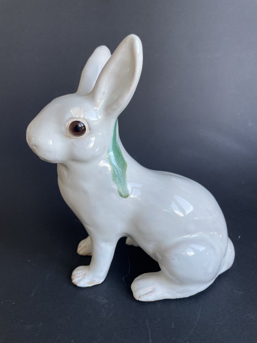 Lapin assis en faïence de Bavent fabrication TN (Tuilerie Normande)-photo-3