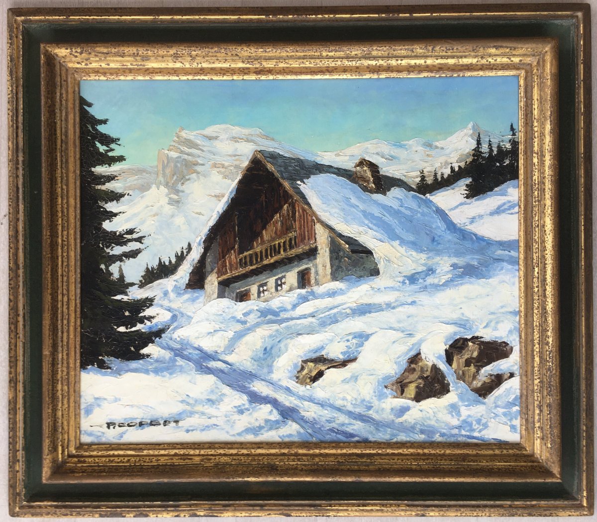 Tableau Peinture Paul Corbet Peintre De Montagne Chalet à Megève  (Wibault Contencin ...)